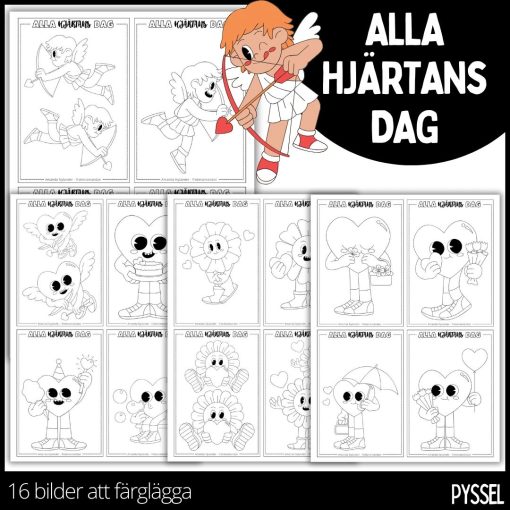 Alla hjärtans dag - bilder att färglägga