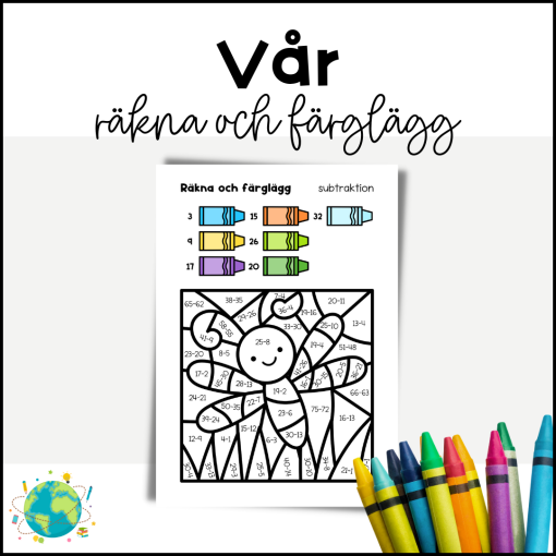 Vår - Räkna och färglägg subtraktion