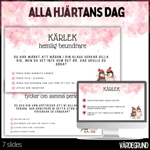 Alla hjärtans dag - presentation med reflektionsfrågor & fyra hörn övning