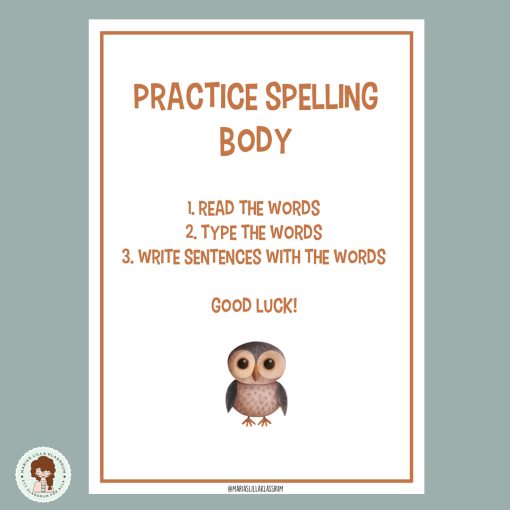 Practice spelling - body