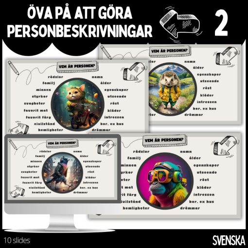 Öva på att göra personbeskrivningar – 10 slides - 2