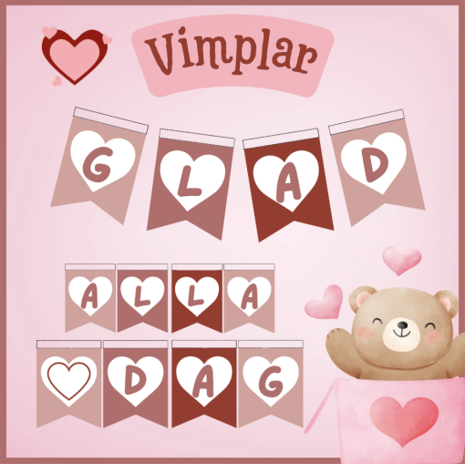 Vimplar - alla hjärtans dag