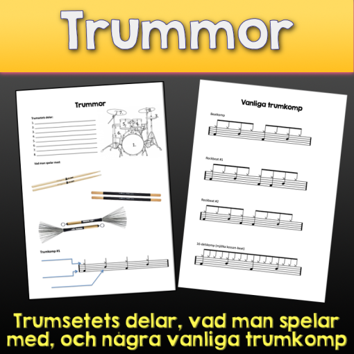 Trummor - Trumsetets delar, trumpinnar, trumkomp