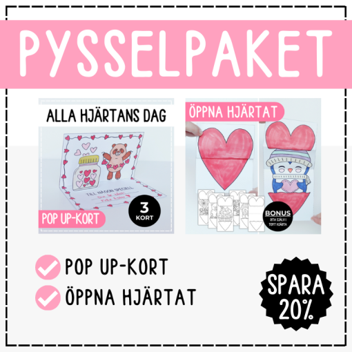 Pysselpaket: alla hjärtansdags kort, öppna hjärtat och pop up-kort