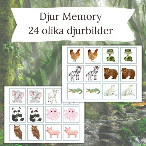 Djur Memory (24 bilder)