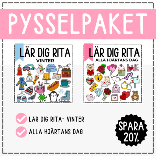 Pysselpaket: Lär dig rita steg för steg, med tema Alla hjärtans dag och Vinter