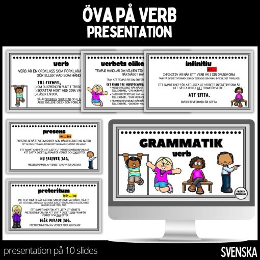 Öva på verb - grammatik - 10 slides