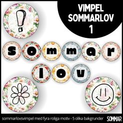 Vimpel sommarlov - sommar 1 - 5 olika mönster