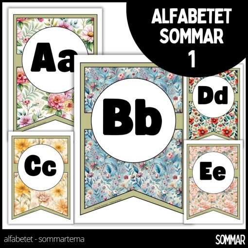 Alfabetet- sommar 1 - 5 olika mönster