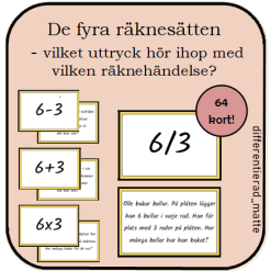 De fyra räknesätten - para ihop uttryck med rätt räknehändelse
