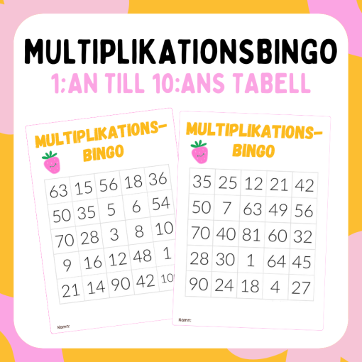 Multiplikationsbingo, 1:an-10:ans tabell