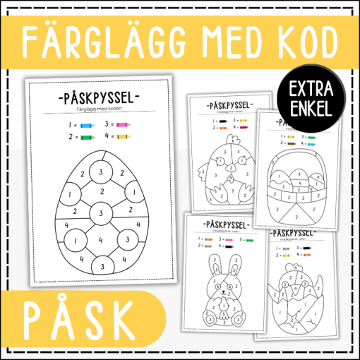 Påskpyssel- färglägg med kod (extra enkel)