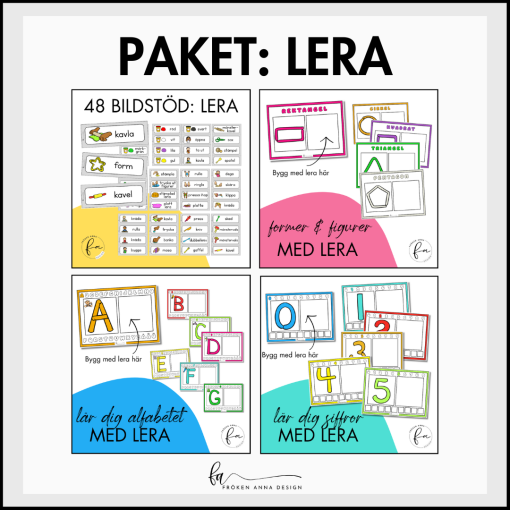 Paket: Leklera (bokstäver, siffror, former & bildstöd)