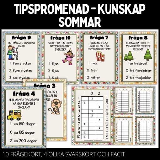 Tipspromenad – 10 st frågor – sommar – 2