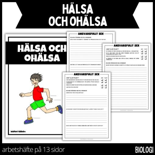 Hälsa och ohälsa - arbetshäfte - 13 sidor
