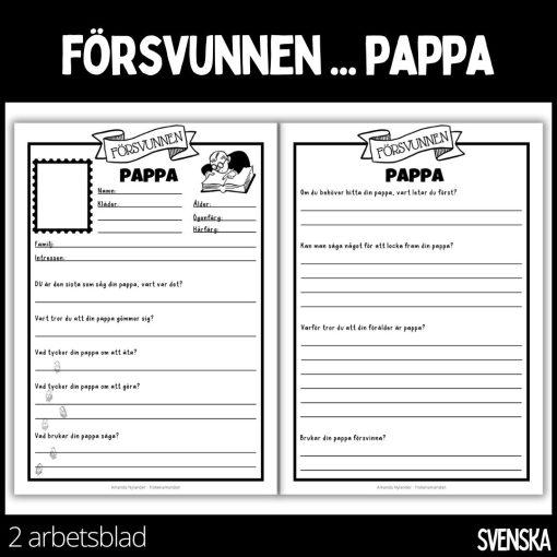 Försvunnen... pappa - 2 arbetsblad