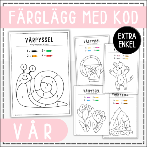Färglägg med kod- vår (extra enkel)