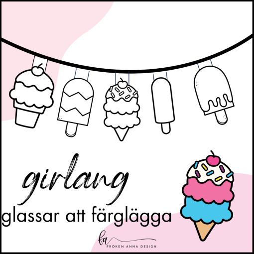 Girlang glassar. Färglägg till avslutningen
