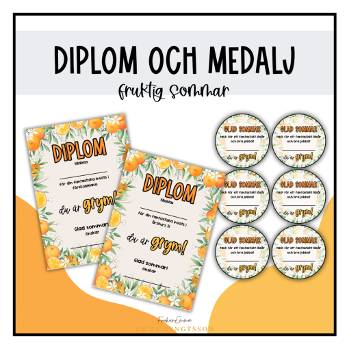 Diplom och medalj: fruktig sommar