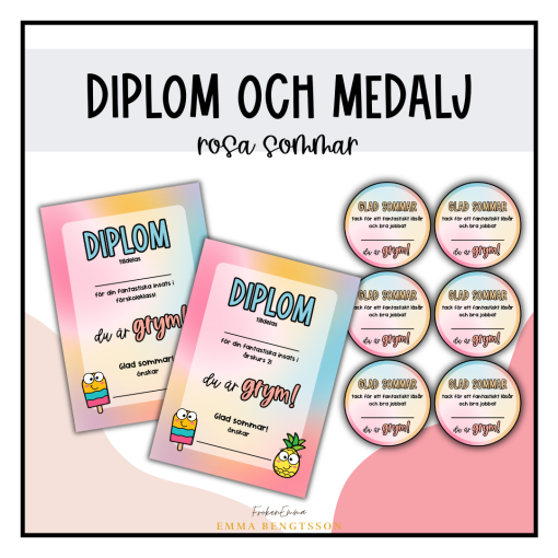 Diplom och medalj: rosa sommar