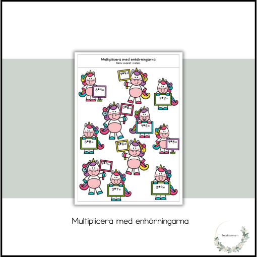 Multiplicera med enhörningarna (3+4:ans tabeller)