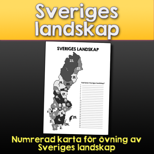 Sveriges landskap - Numrerad karta