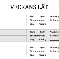 Veckans låt (lyssningsuppgift där man ringar in vad man hör för instrument)