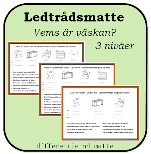 Ledtrådsmatte - Vems är väskan?