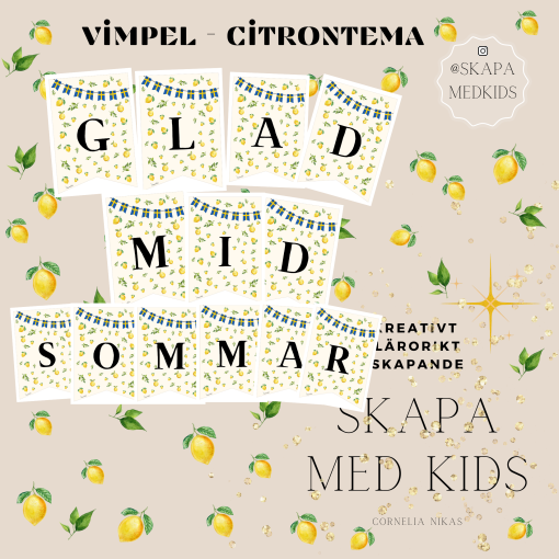 Glad midsommar - vimpel citrontema