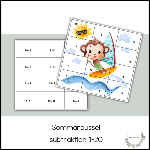 Sommarpussel - subtraktion 1-20
