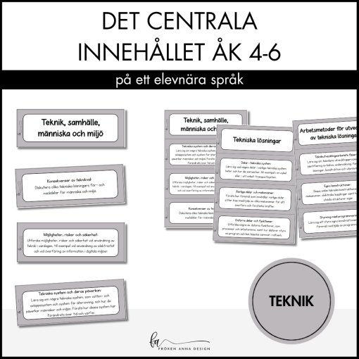 Centrala innehållet åk 4-6 på ett elevnära språk: teknik