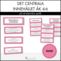 Centrala innehållet åk 4-6 på ett elevnära språk: musik