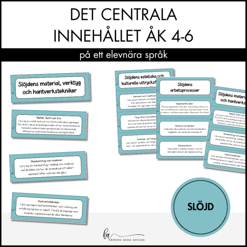 Centrala innehållet åk 4-6 på ett elevnära språk: slöjd