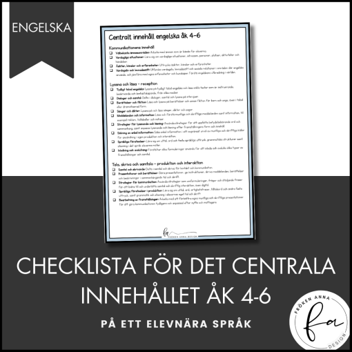 CHECKLISTA över det Centrala innehållet åk 4-6 på ett elevnära språk: matematik