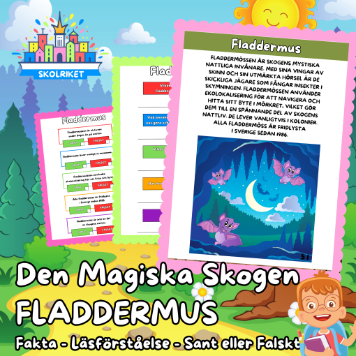 Den magiska skogen – FLADDERMUS – Fakta – Läsförståelse – Sant eller Falskt