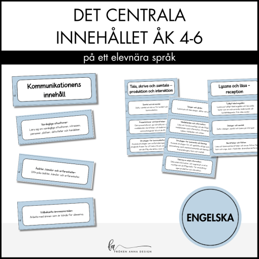 Centrala innehållet åk 4-6 på ett elevnära språk: engelska