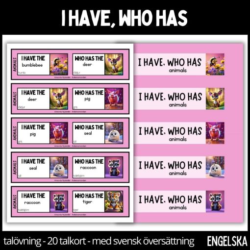 I have, who has domino - animals (med stödstruktur)