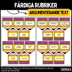 Färdiga rubriker - argumenterande text - 20 st