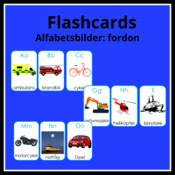 Flashcards alfabetsbilder fordon