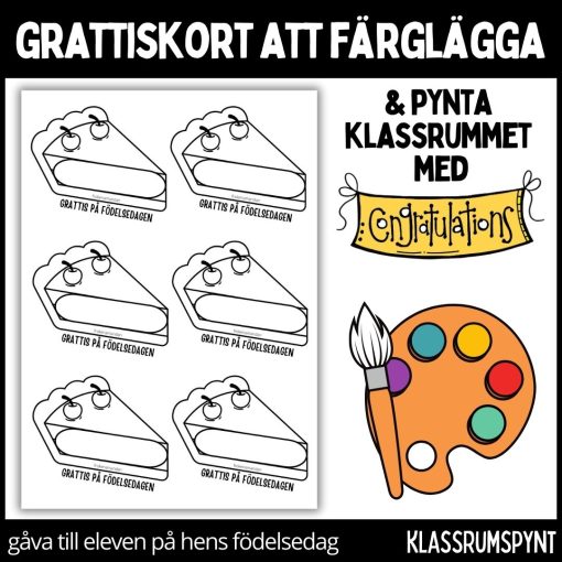 Födelsedagskort - färglägg, dekorera klassrummet, gåva vid födelsedag - 6