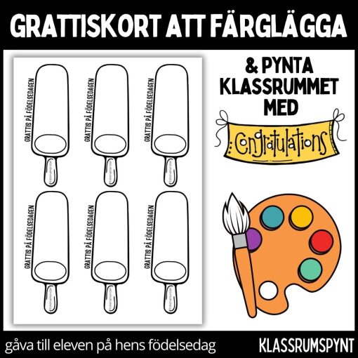 Födelsedagskort - färglägg, dekorera klassrummet, gåva vid födelsedag - 4