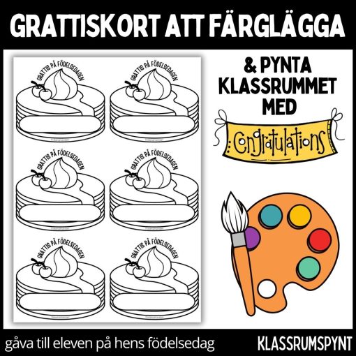 Födelsedagskort - färglägg, dekorera klassrummet, gåva vid födelsedag - 7