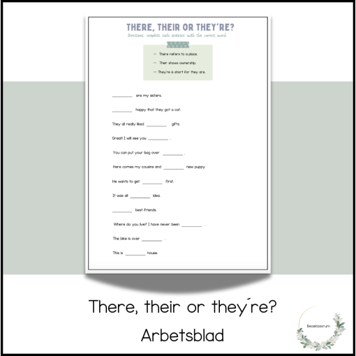 Arbetsblad - there, their or they´re