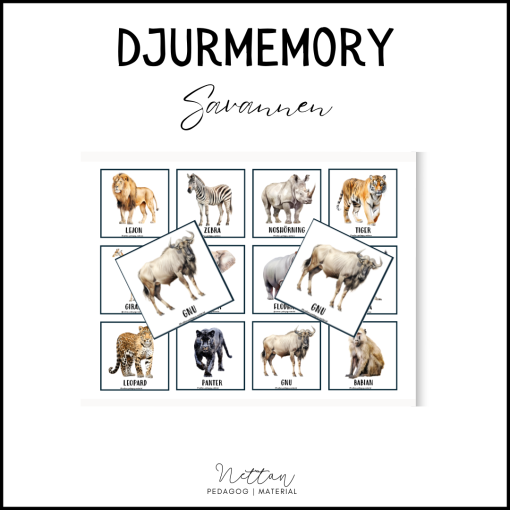 Memory - djur på savannen