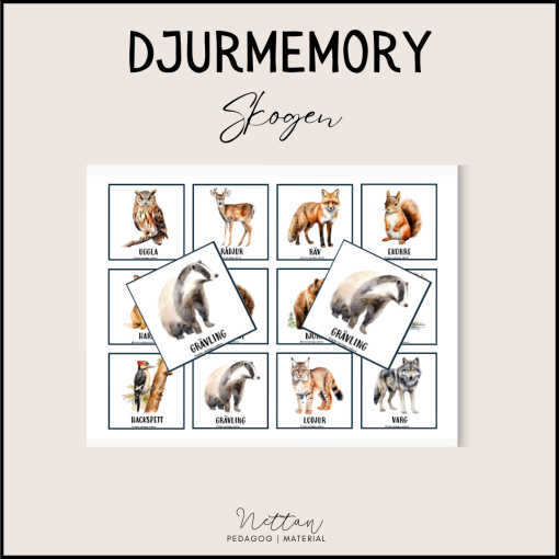 Memory - djur i skogen