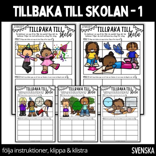 Tillbaka till skolan - öva på att följa instruktioner, klippa och klistra - 1