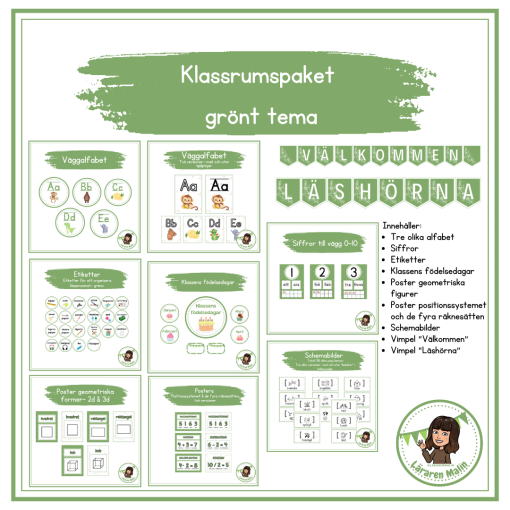 Klassrumspaket - dekor- grönt tema