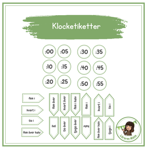 Etiketter till klockan - klocketiketter