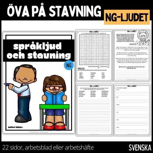 Öva på din stavning - arbetsblad / arbetshäfte - 22 sidor - NG-LJUDET - 1