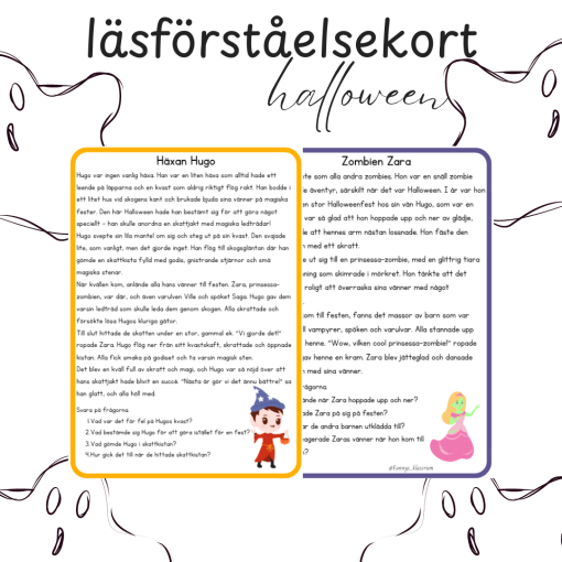 Läsförståelsekort halloween